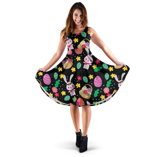 Easter Eggs Pattern Print Design RB05 Midi Dress