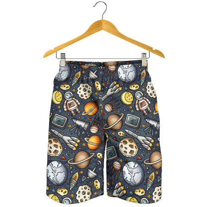 Space Pattern Print Mens Shorts