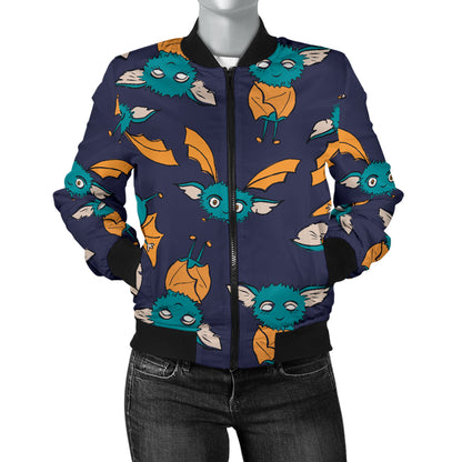 Bat Pattern Print Design 07 Women's Bomber Jacket