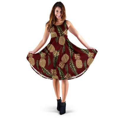 Pineapple Pattern Print Design PP013 Midi Dress