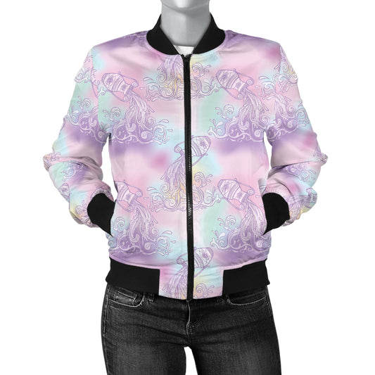 Aquarius Zodiac Pattern Print Design 01 Women's Bomber Jacket
