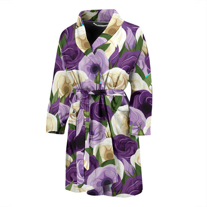 Lisianthus Pattern Print Design LT01 Men Bathrobe