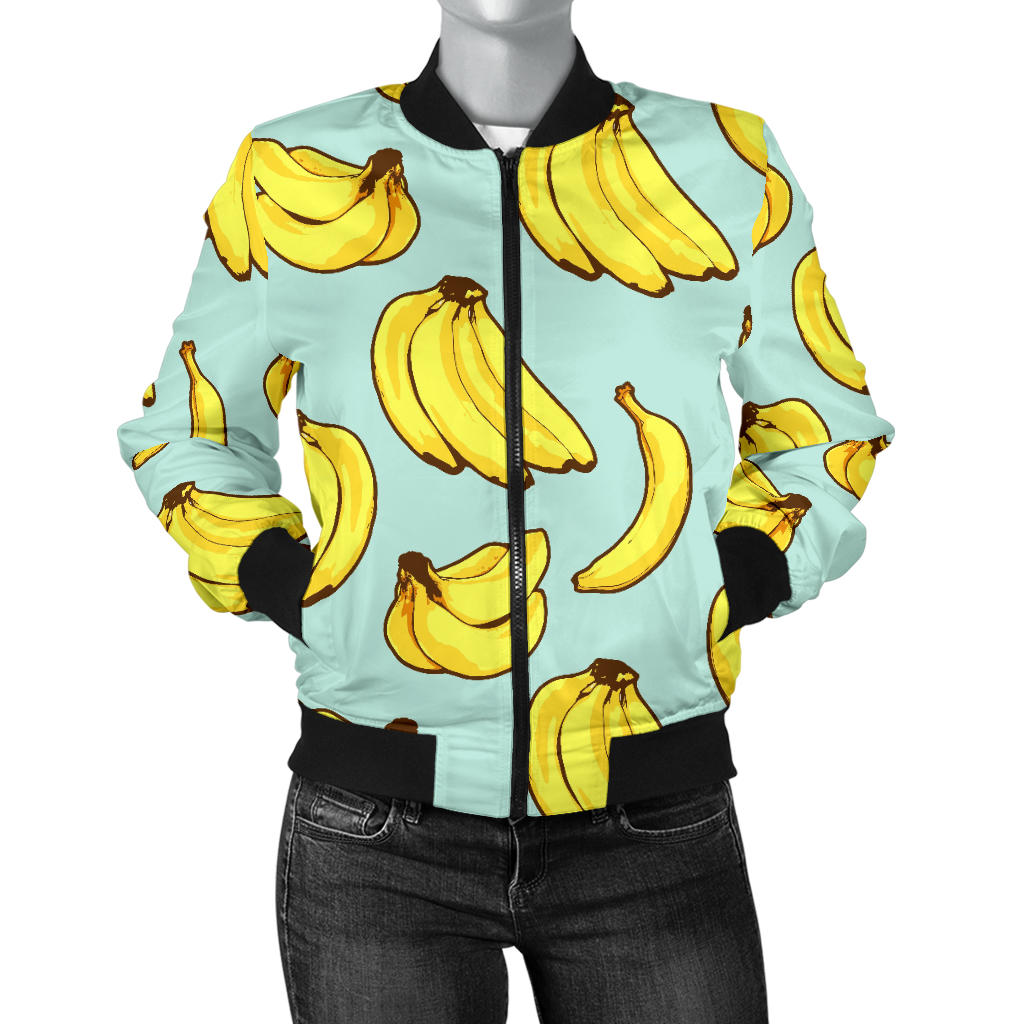 Banana Pattern Print Design BA04 Women Bomber Jacket