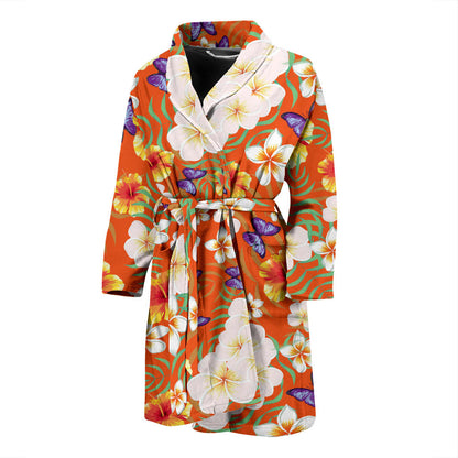 Tropical Flower Pattern Print Design TF027 Men Bathrobe