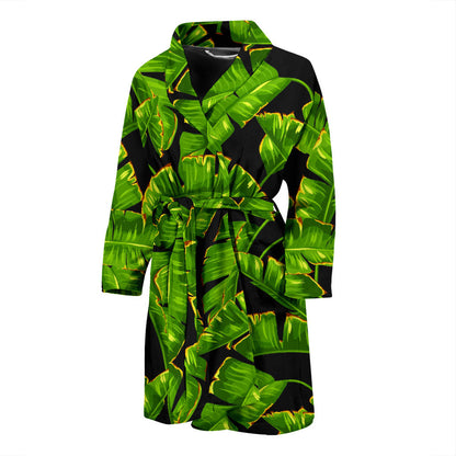 Banana Leaf Pattern Print Design BL06 Men Bathrobe