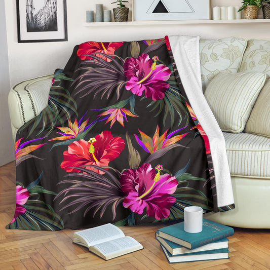 Hibiscus Pattern Print Design HB014 Fleece Blanket