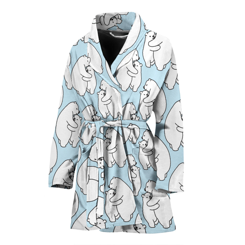 Polar Bear Pattern Print Design PB08 Women Bathrobe