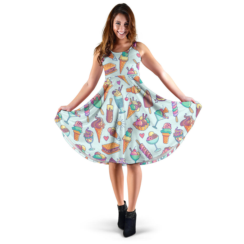 Ice Cream Pattern Print Design IC02 Midi Dress