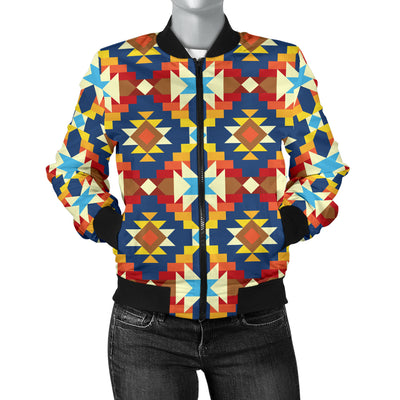 Aztec Pattern Print Design 01 Women's Bomber Jacket