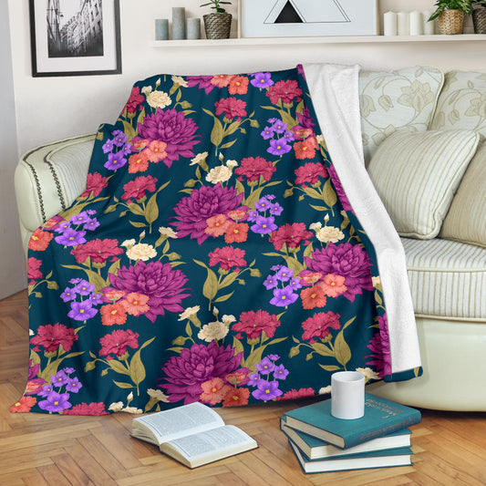 Dahlia Pattern Print Design DH01 Fleece Blanket