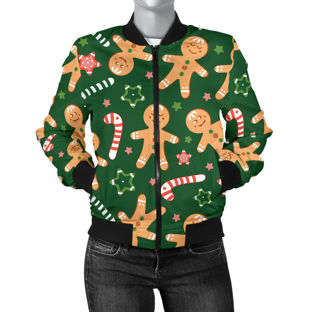 Gingerbread Pattern Print Design 04 Women's Bomber Jacket