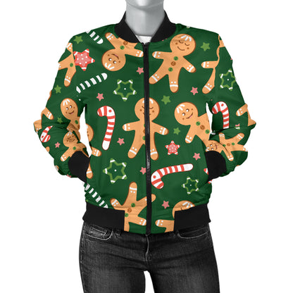 Gingerbread Pattern Print Design 04 Women's Bomber Jacket
