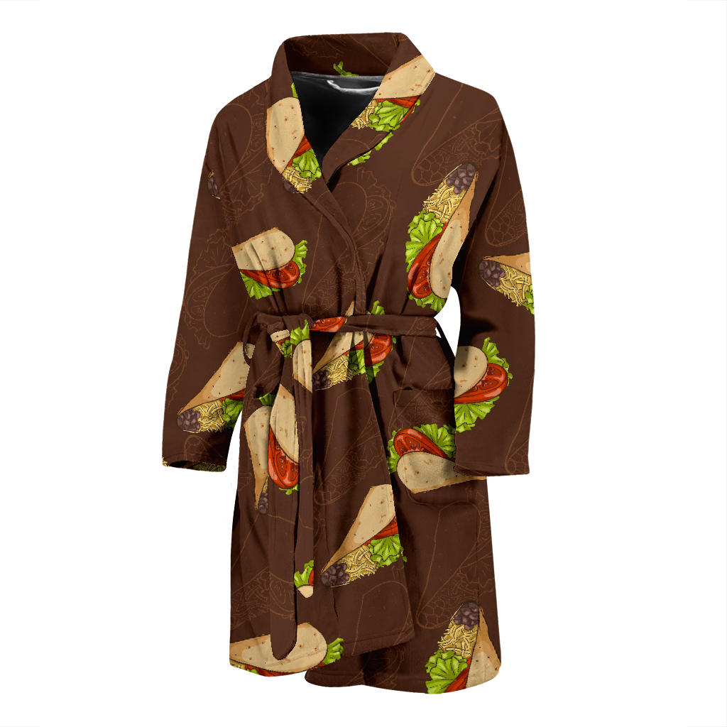 Taco Pattern Print Design TC08 Men Bathrobe