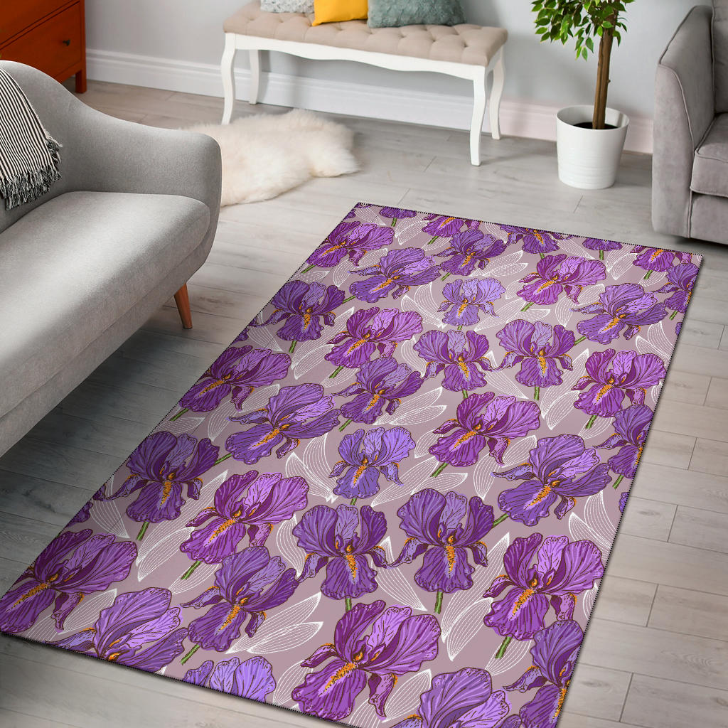 Iris Pattern Print Design IR05 Area Rugs