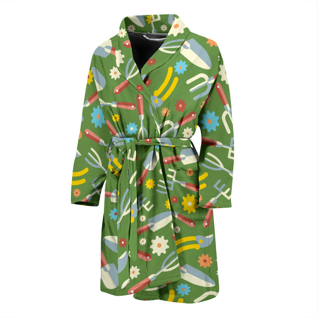 Gardening Pattern Print Design G06 Men Bathrobe