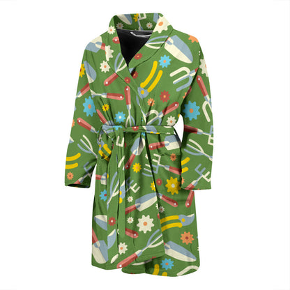 Gardening Pattern Print Design G06 Men Bathrobe