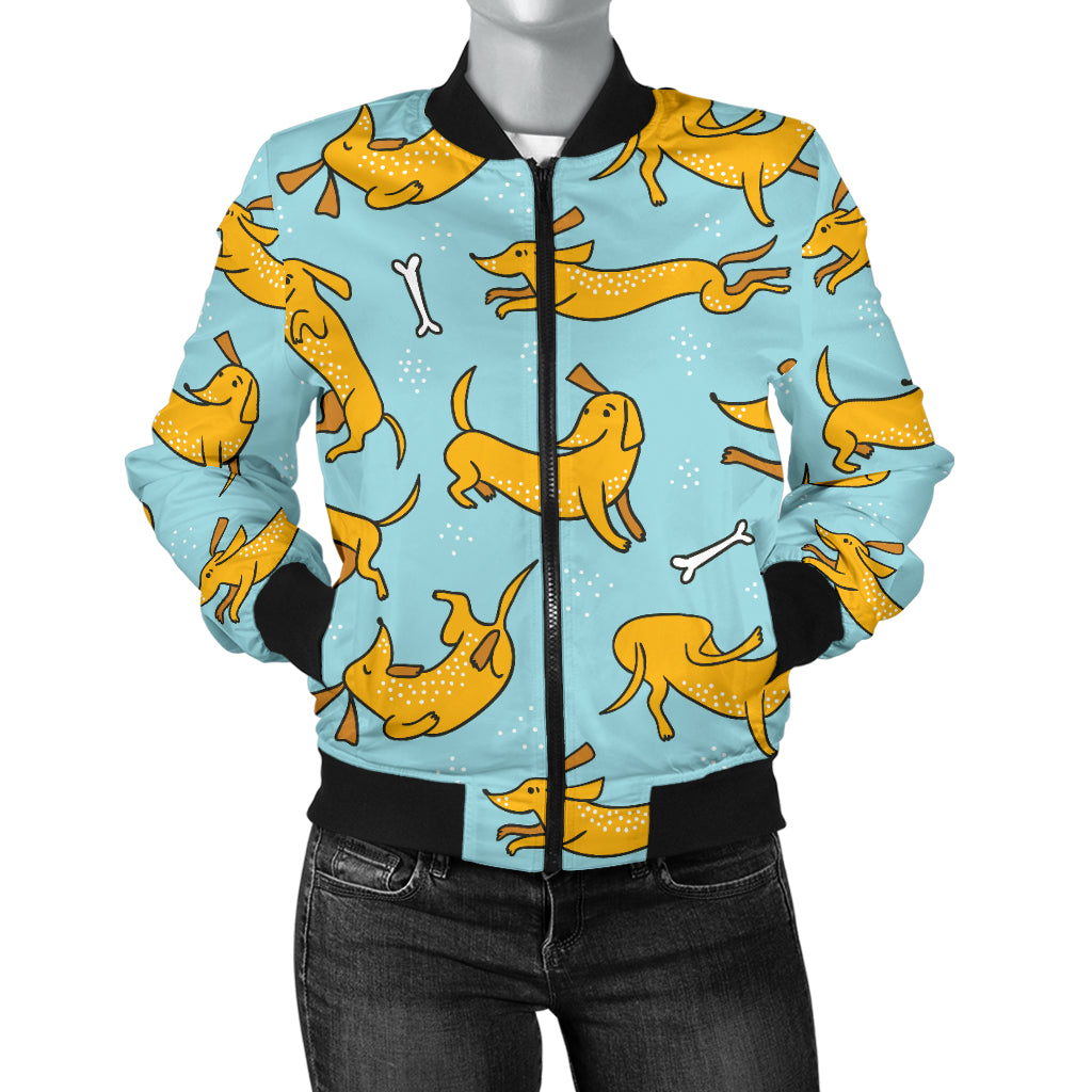 Dachshund Pattern Print Design 08 Women's Bomber Jacket