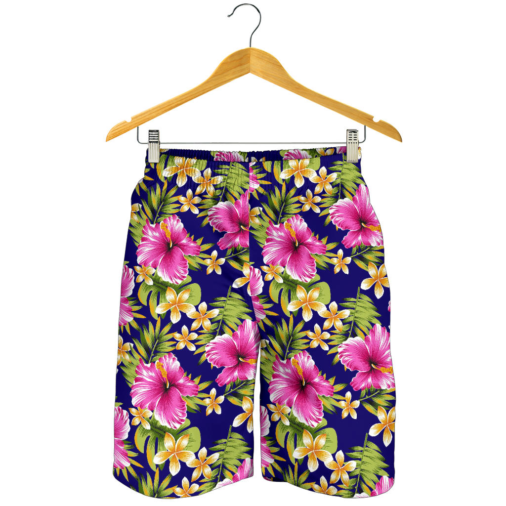 Pink Hibiscus Pattern Print Design HB027 Mens Shorts