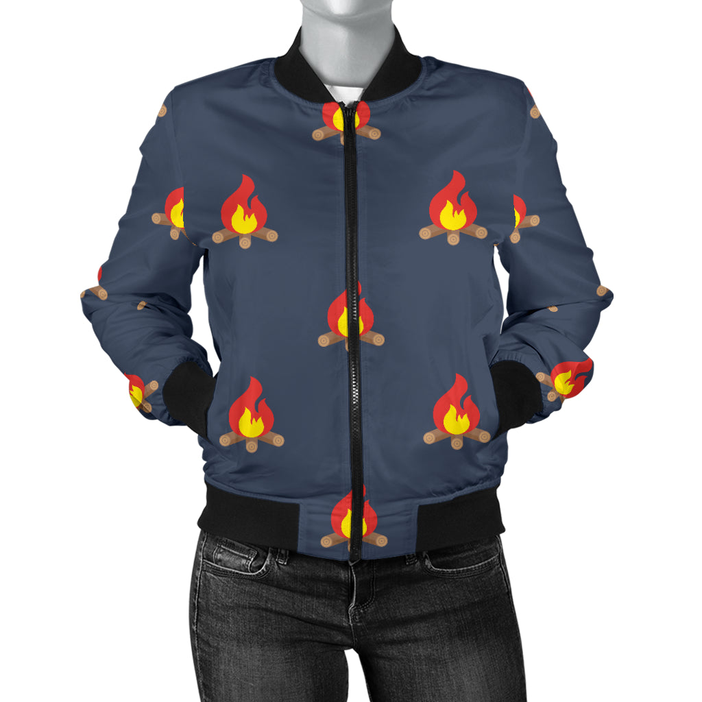 Campfire Pattern Print Design 02 Women's Bomber Jacket