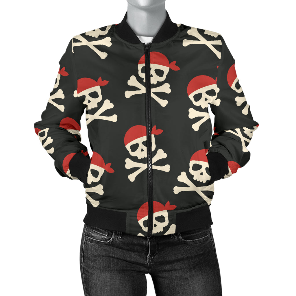 Pirate Pattern Print Design A04 Women's Bomber Jacket