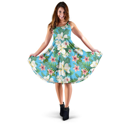 Plumeria Pattern Print Design PM028 Midi Dress