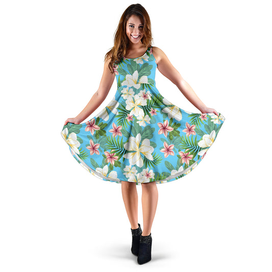 Plumeria Pattern Print Design PM028 Midi Dress