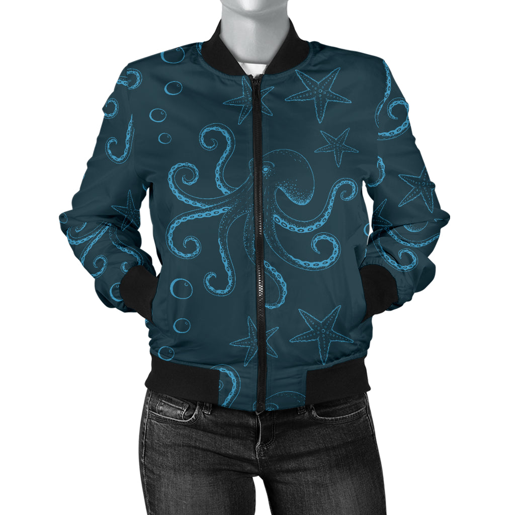 Octopus Pattern Print Design A05 Women's Bomber Jacket
