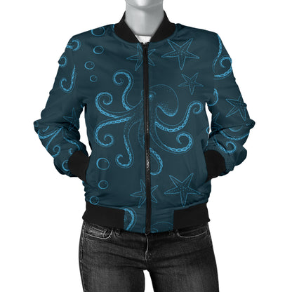 Octopus Pattern Print Design A05 Women's Bomber Jacket
