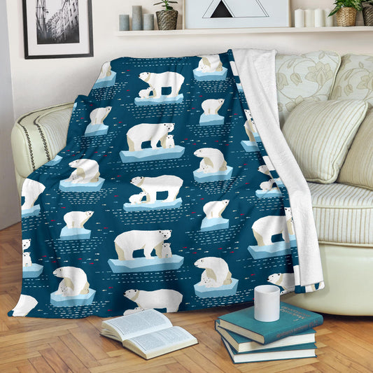 Polar Bear Pattern Print Design PB02 Fleece Blanket