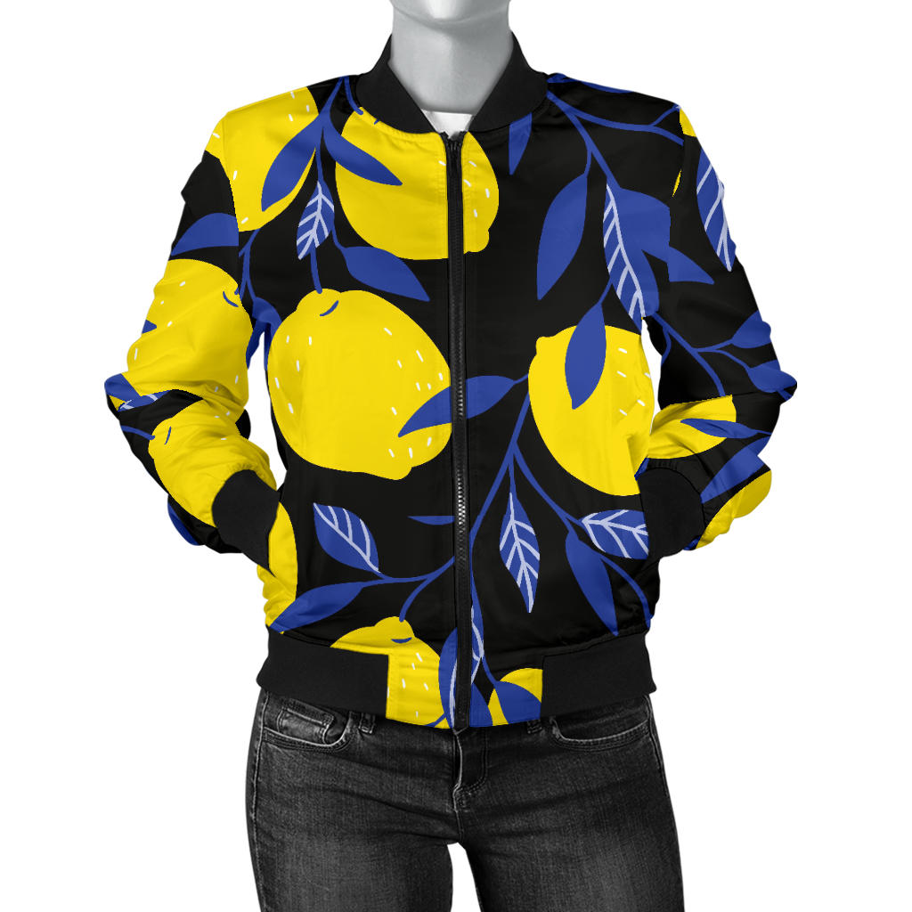 Lemon Pattern Print Design LM01 Women Bomber Jacket