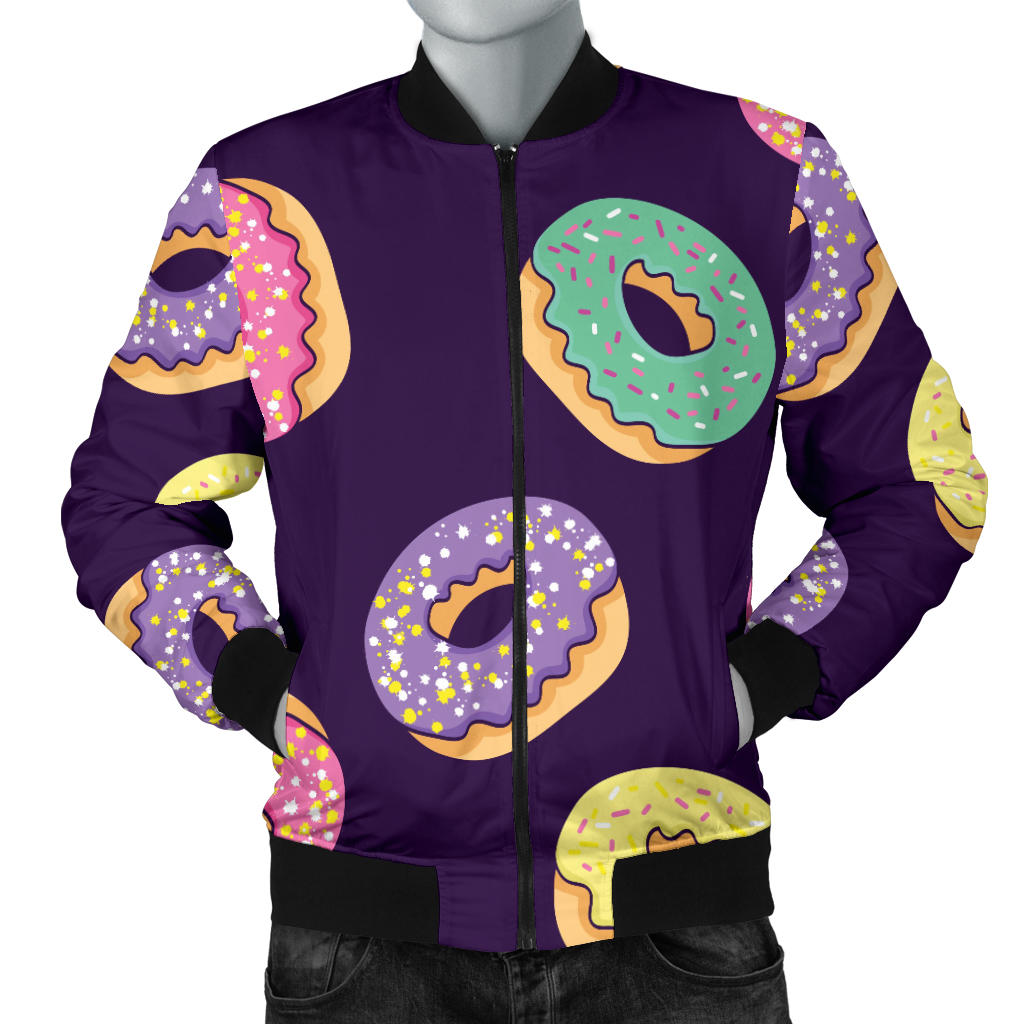 Donut Pattern Print Design DN08 Men Bomber Jacket