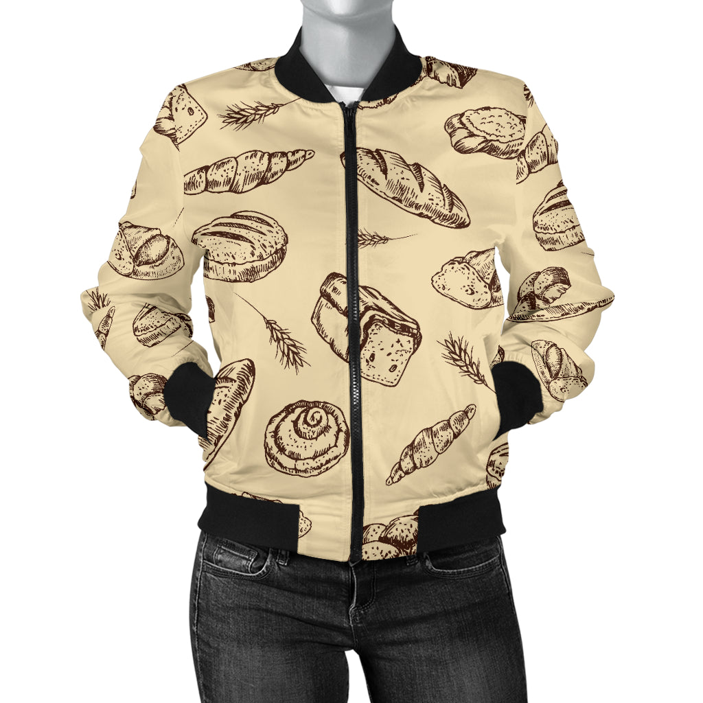 Bread Pattern Print Design 04 Women's Bomber Jacket