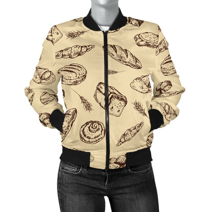Bread Pattern Print Design 04 Women's Bomber Jacket