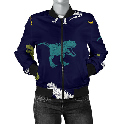 T Rex Pattern Print Design A07 Women's Bomber Jacket