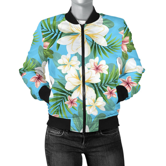 Plumeria Pattern Print Design PM028 Women Bomber Jacket