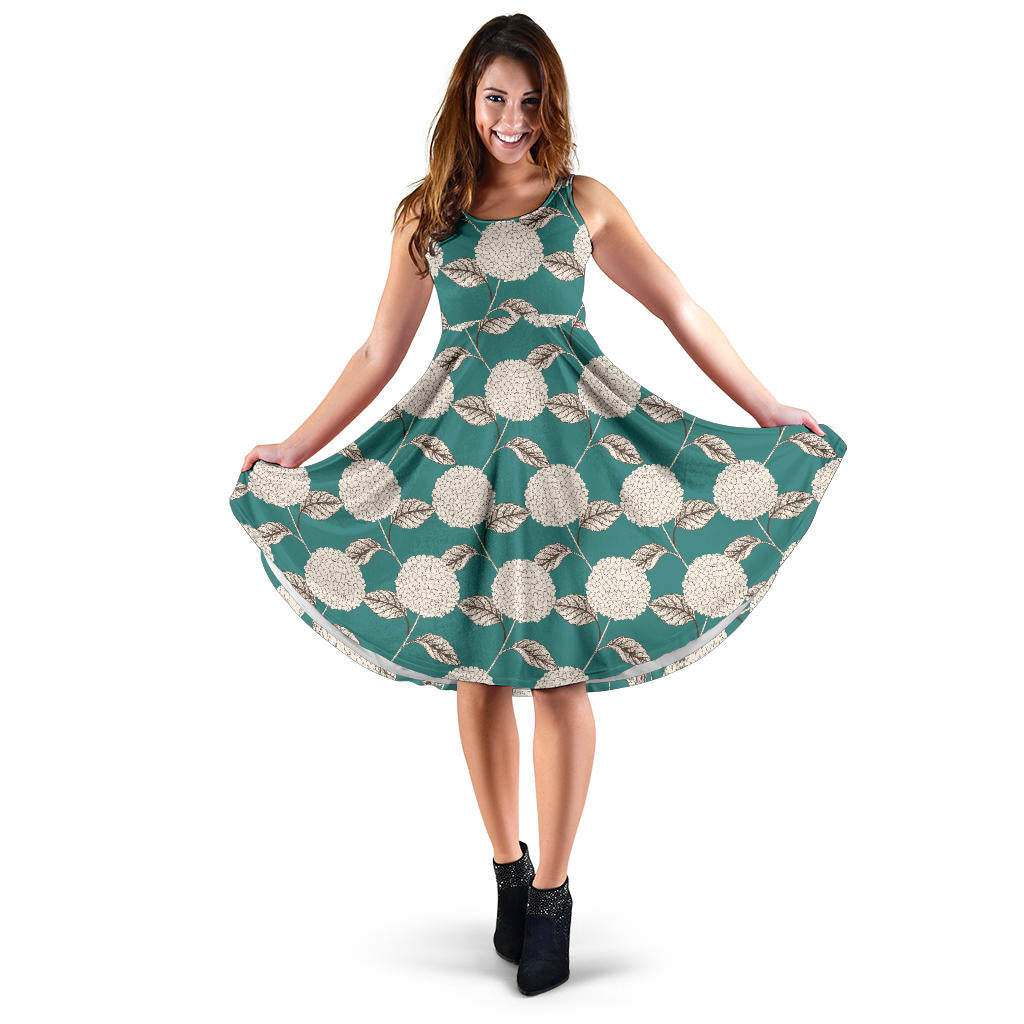 Hydrangea Pattern Print Design HD03 Midi Dress