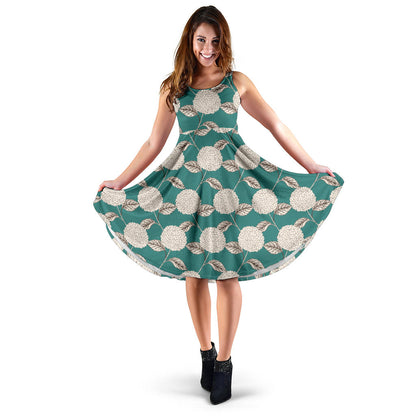 Hydrangea Pattern Print Design HD03 Midi Dress