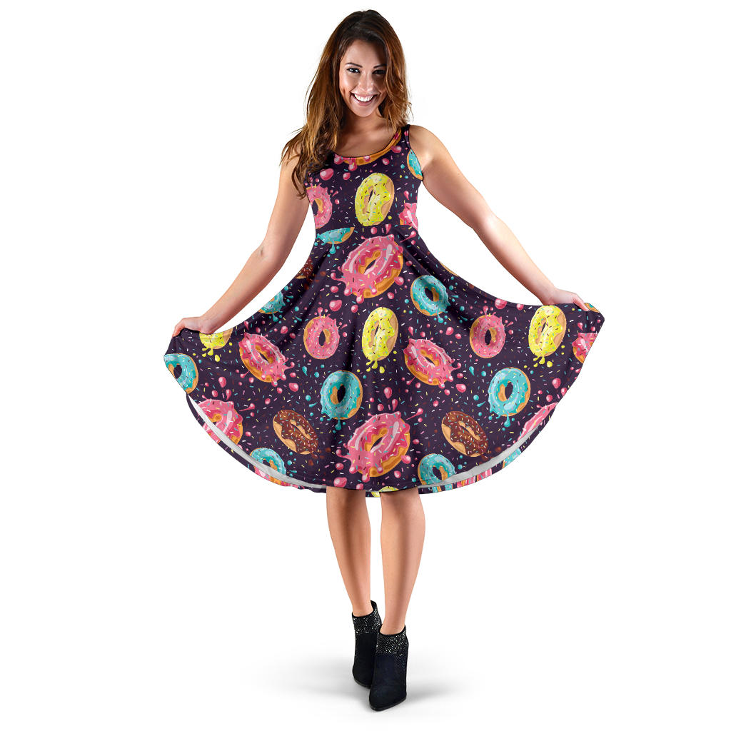 Donut Pattern Print Design DN03 Midi Dress