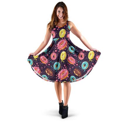 Donut Pattern Print Design DN03 Midi Dress