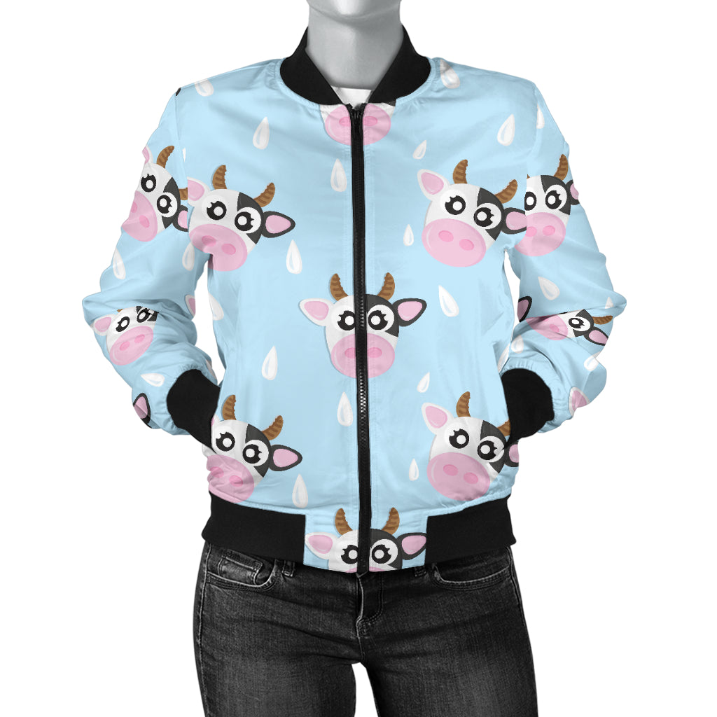 Cow Pattern Print Design 07 Women's Bomber Jacket