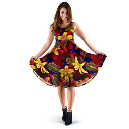 Lily Pattern Print Design LY014 Midi Dress