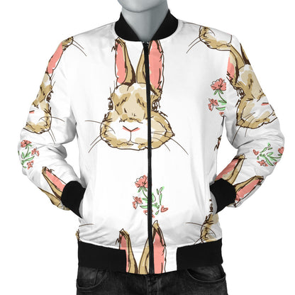 Rabbit Pattern Print Design RB09 Men Bomber Jacket