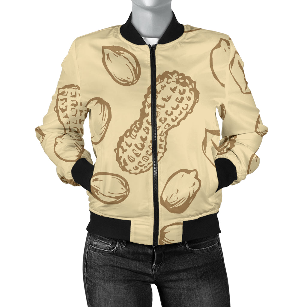 Peanut Pattern Print Design A02 Women's Bomber Jacket