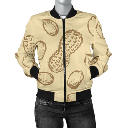 Peanut Pattern Print Design A02 Women's Bomber Jacket