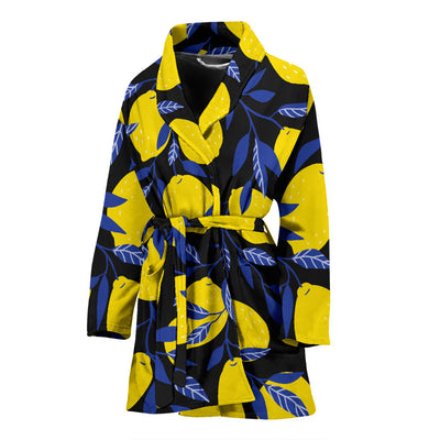 Lemon Pattern Print Design LM01 Women Bathrobe