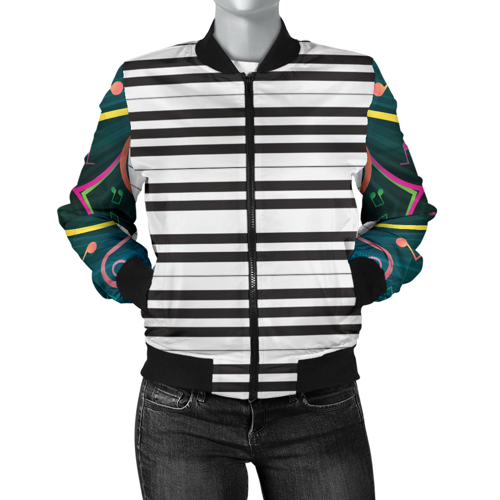 Piano Pattern Print Design 01 Women's Bomber Jacket