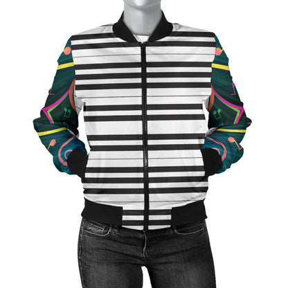 Piano Pattern Print Design 01 Women's Bomber Jacket