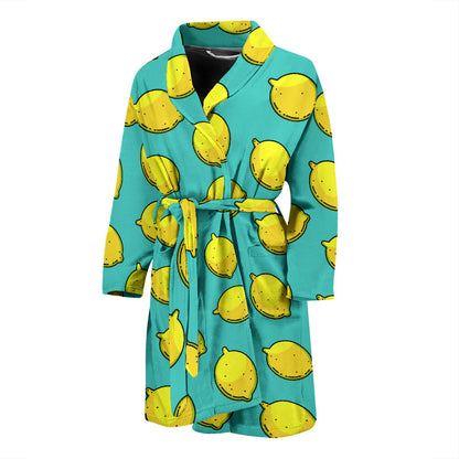 Lemon Pattern Print Design LM04 Men Bathrobe