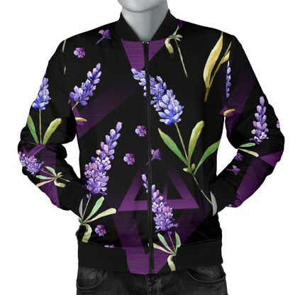 Lavender Pattern Print Design LV07 Men Bomber Jacket