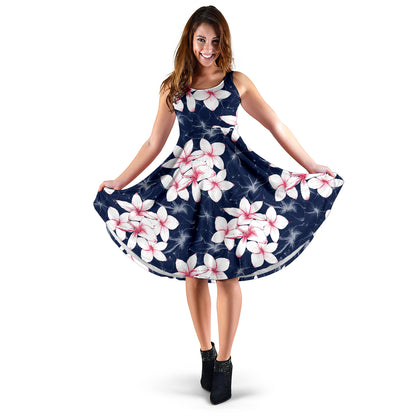 Plumeria Pattern Print Design PM017 Midi Dress